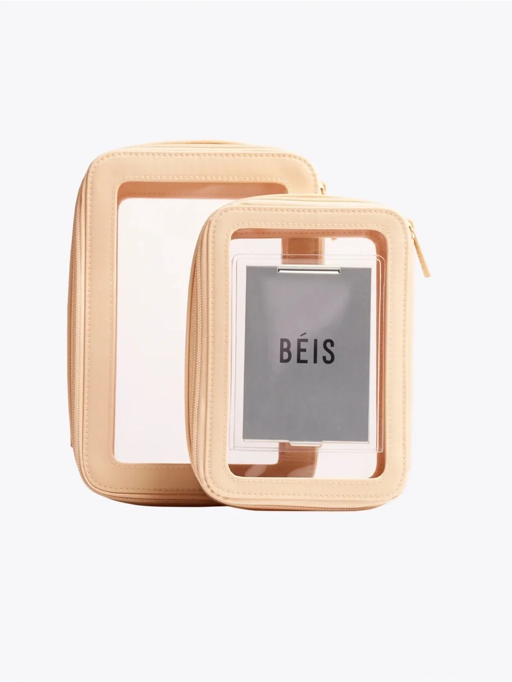 BEIS Clear Cosmetic Pouch Set in Beige